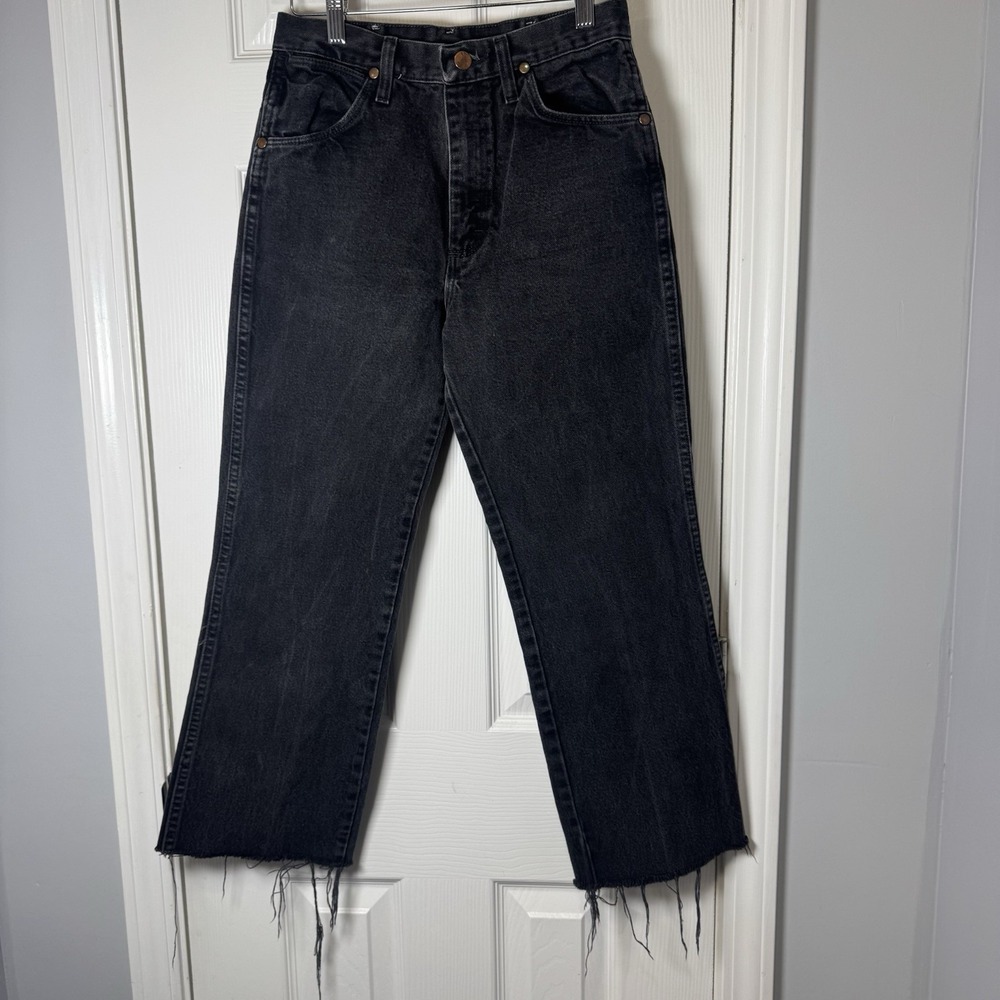 Wrangler Womens Black‎ Straight Jeans Size 28x25 High Rise Read
